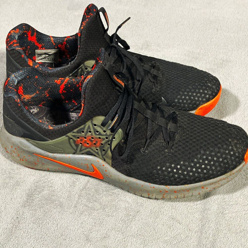 Nike Free TR 7 OSU Cowboys Men’s Lace-Up Low-Top Sneakers Black/Gray/Orange sz14
